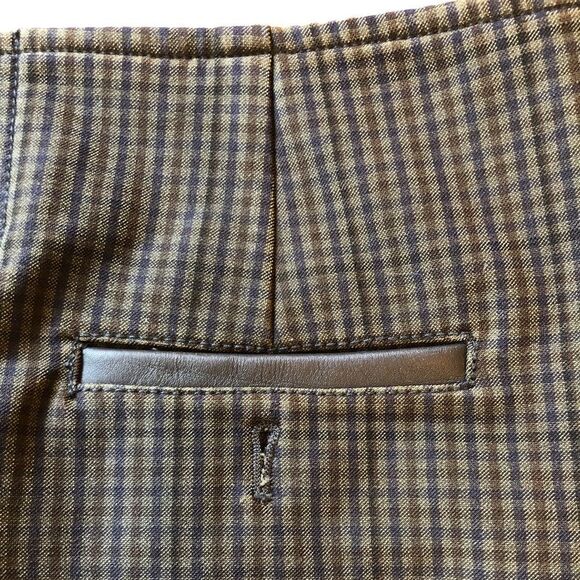 PRADA Plaid Skirt with Leather Trim Pockets EUC - Picture 9 of 14